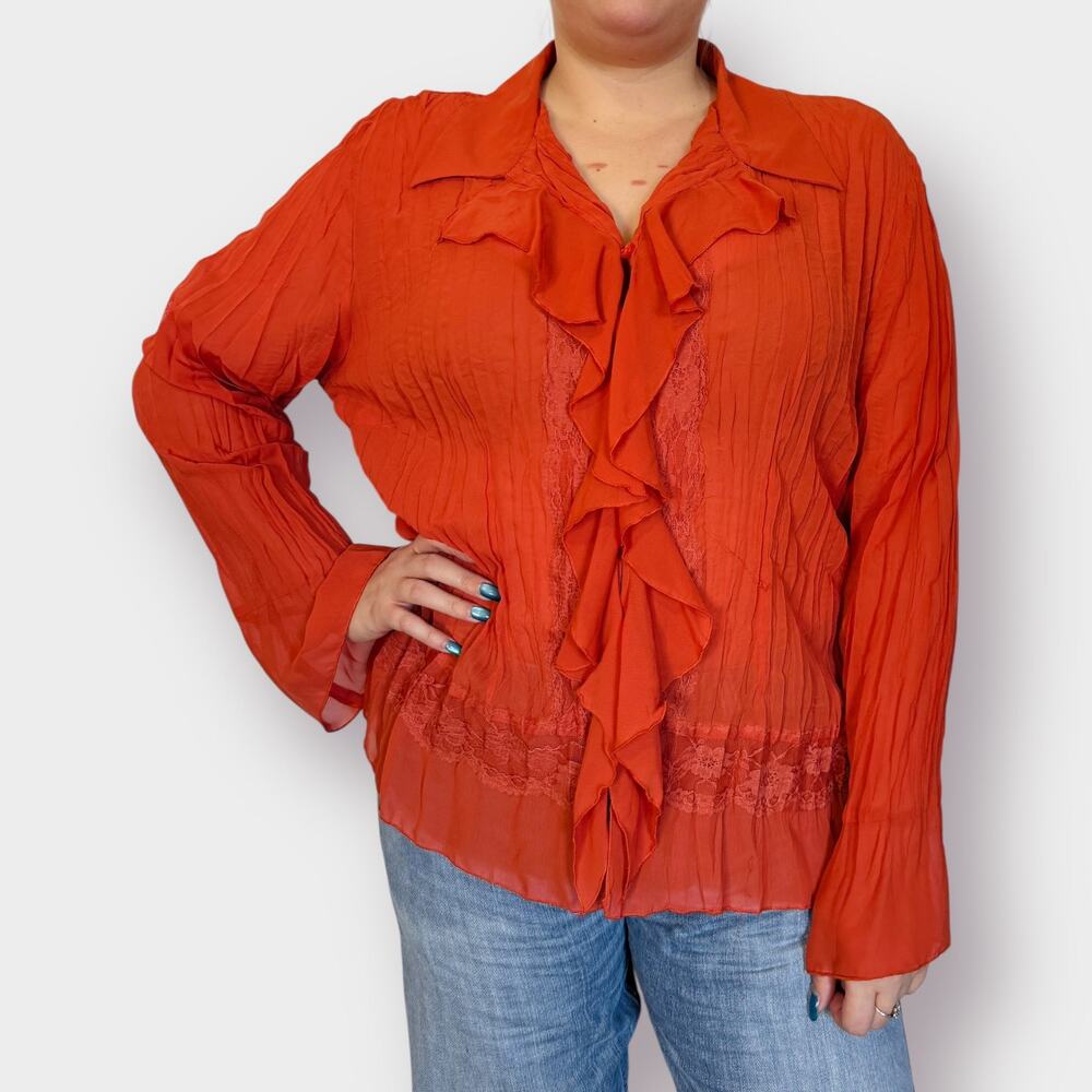 Y2K Clothing Co Orange Blouse Size 2X - Picture 2 of 9